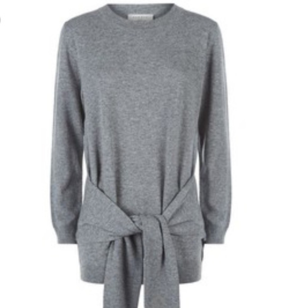 Sandro Paris Sofy Gray Tie Front Sweater